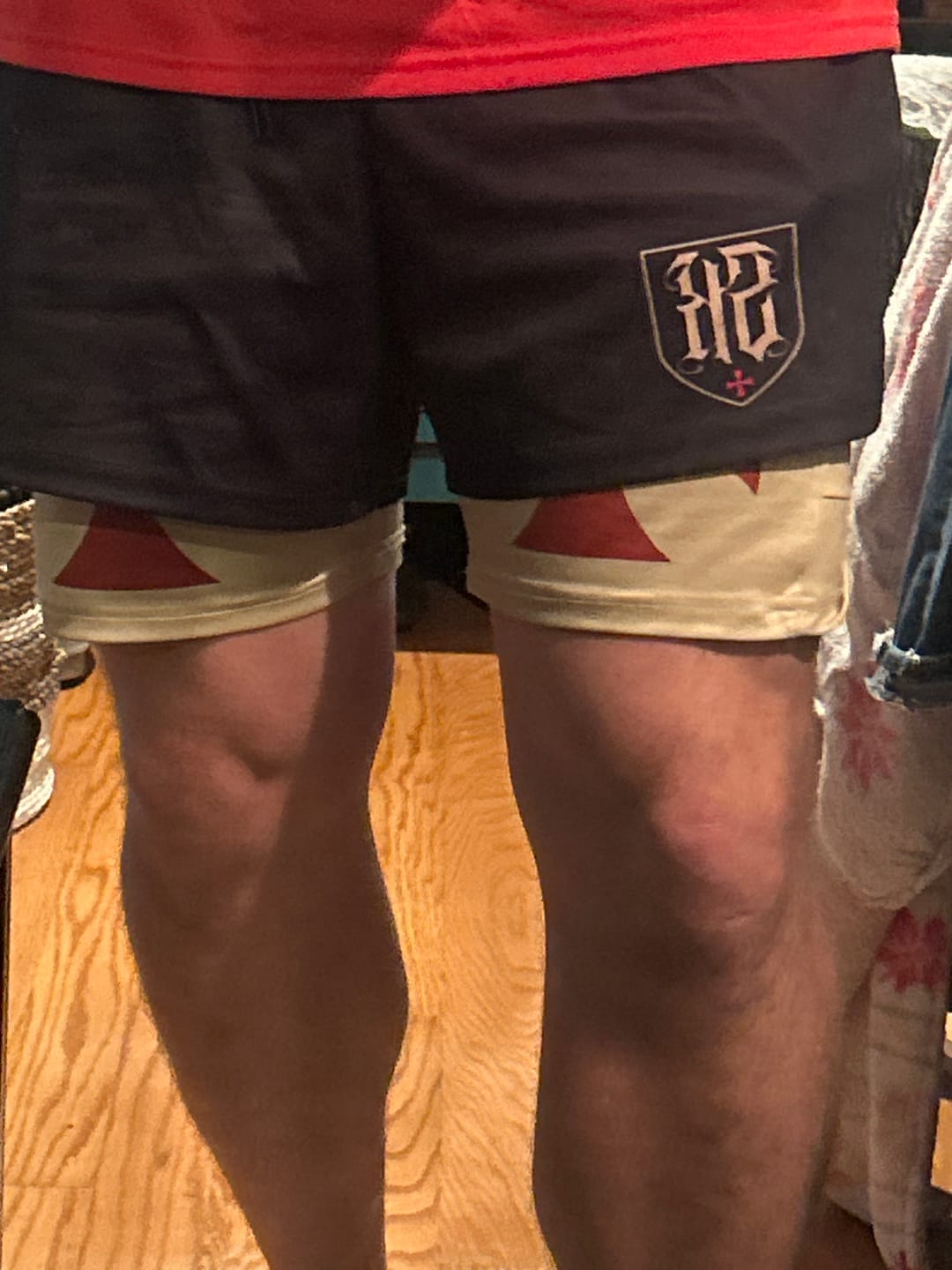 Customer photo review of Crusader Cross Performance Shorts - Blue
