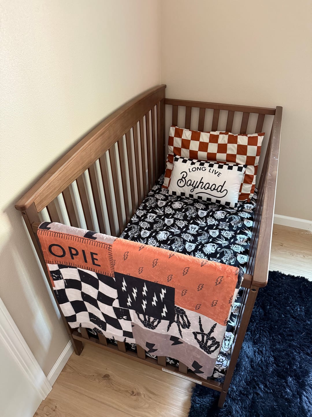 Customer photo review of Bamboo Crib Sheet in Born to be Wild