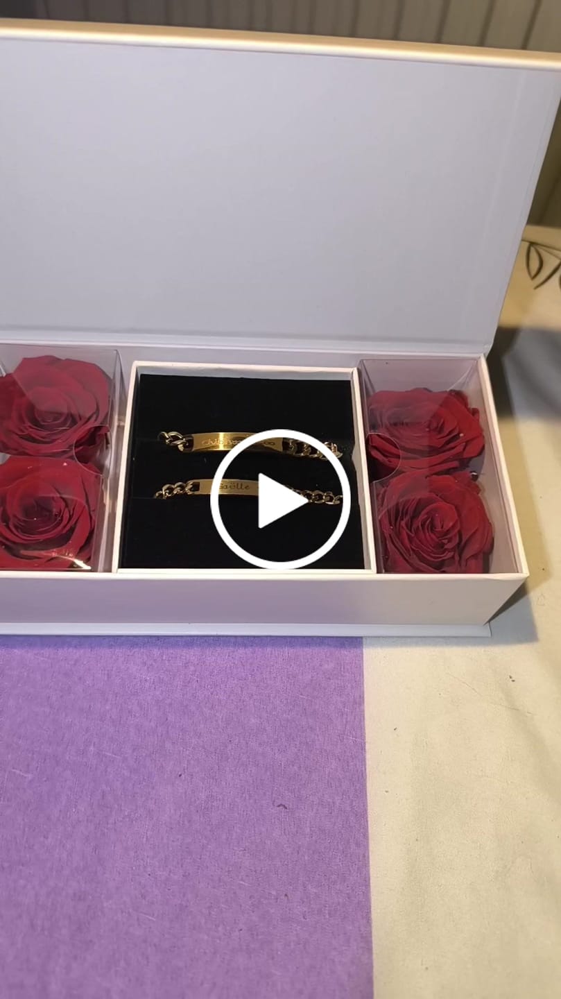 Customer video review of Engraved Bracelet Set - W/ Eternal Rose Box