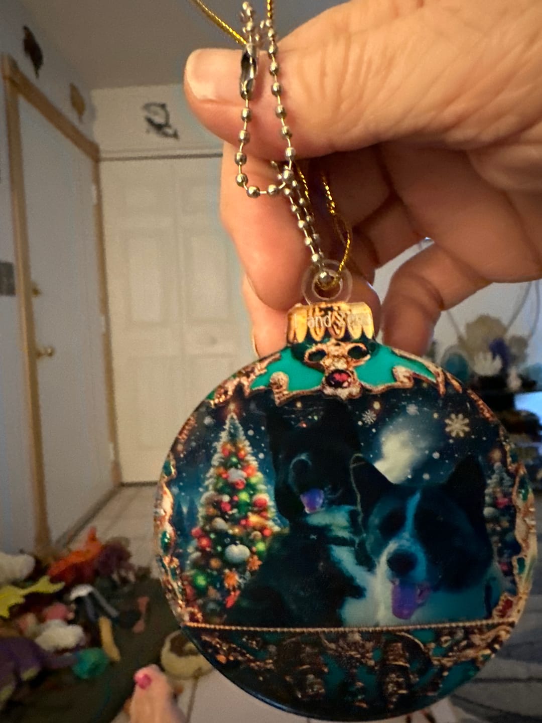 Customer photo review of Custom Photo Our Pets Make Christmas Magical - Dog & Cat Personalized Ornament