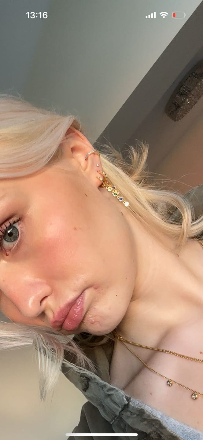 Customer photo review of Lily Turquoise Gold Dainty Ear Cuff