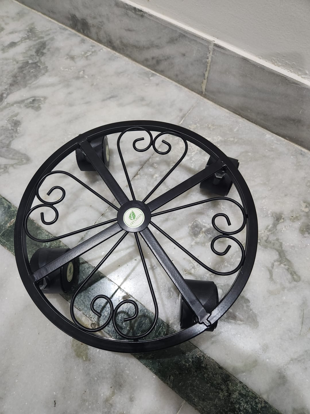 Customer photo review of TryGreen Luna Wheel Rolling Plant Stand for Planters