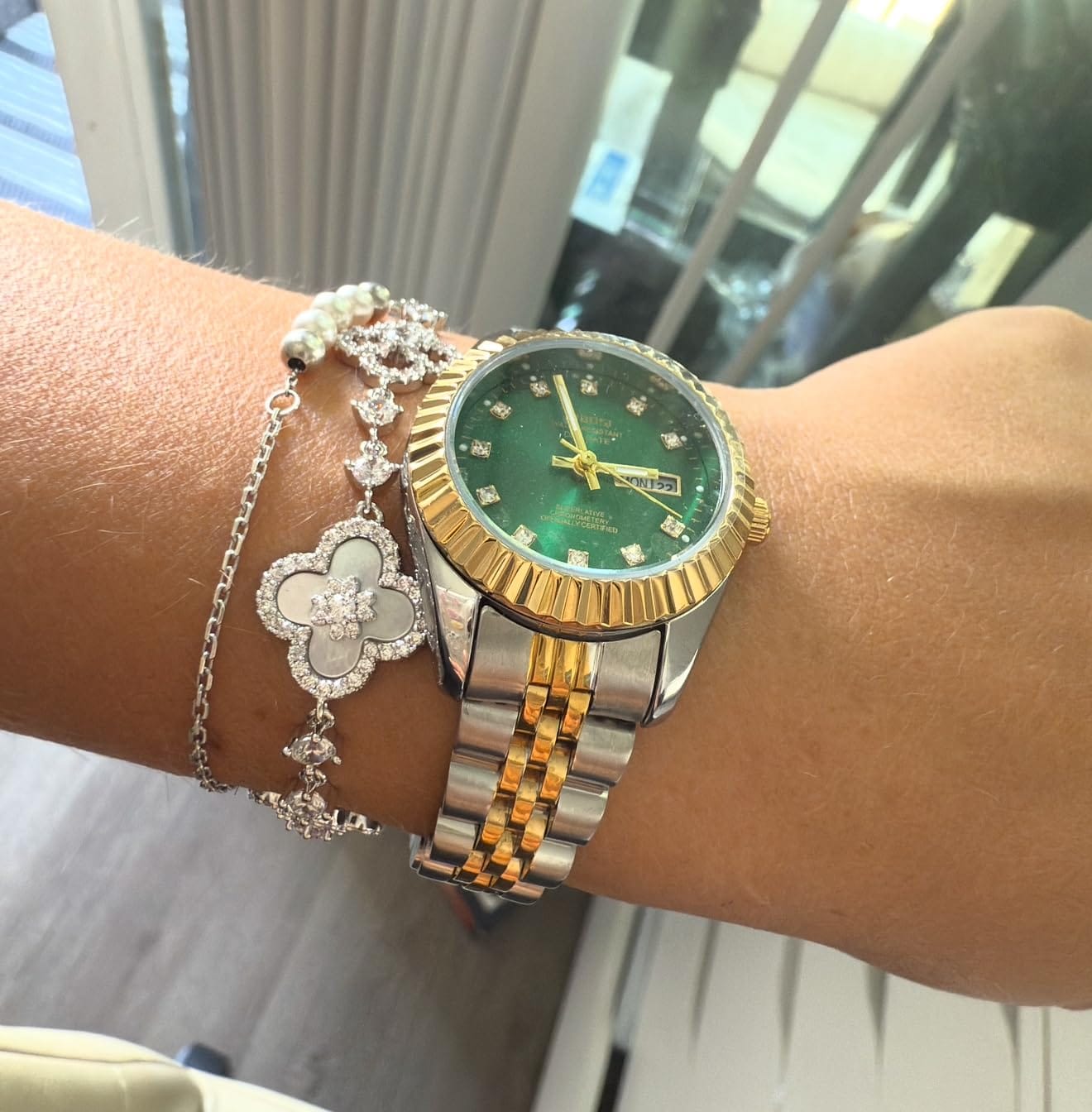 Customer photo review of Clover Mother of Pearl Bracelet