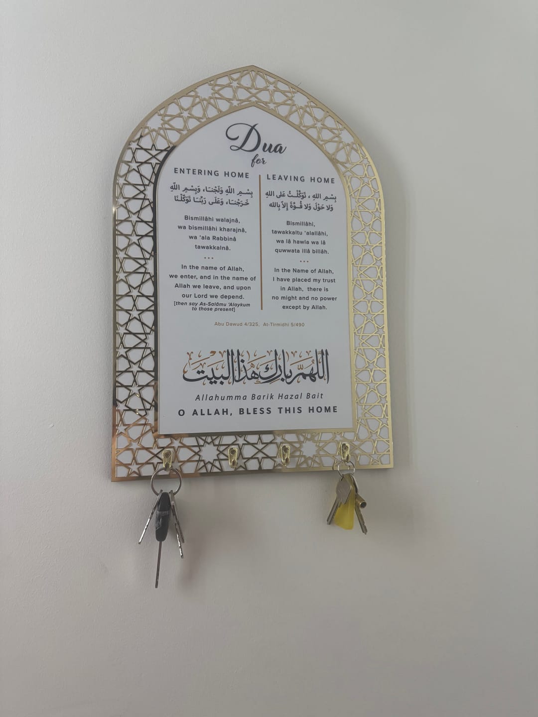 Customer photo review of Dua for Entering and Leaving Home Islamic Key Holder