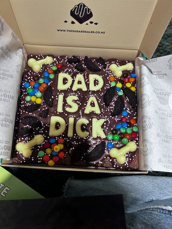Customer photo review of Custom message dick brownie
