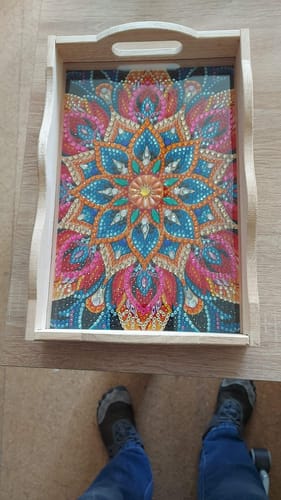 Kundenbewertung mit Foto zu Diamond Painting Tablett – Mandala