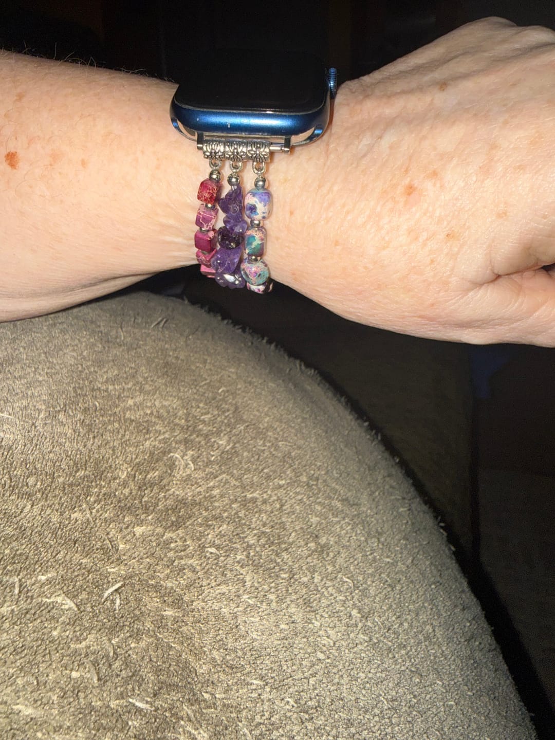 Customer photo review of Royal Amethyst Stretch Apple Watch Strap