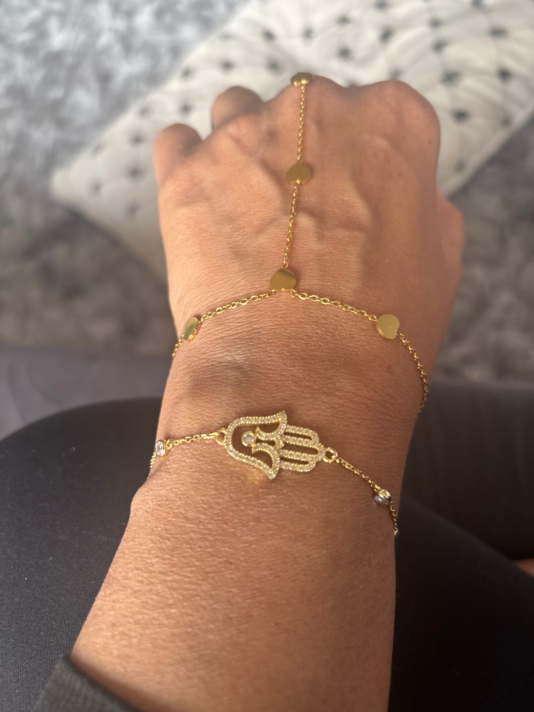 Customer photo review of Hamsa Pavé Pendant Necklace