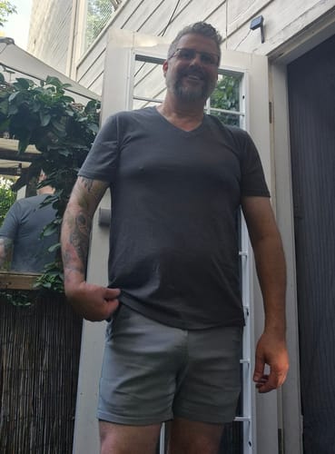 Customer photo review of Ultra-Stretch 5" Chino Shorts - Grey
