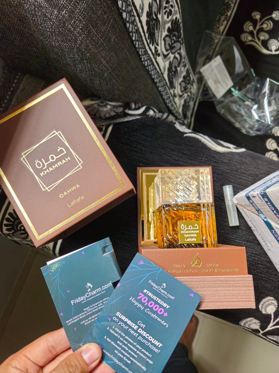 Customer photo review of Lattafa Khamrah Qahwa Eau De Parfum For Unisex