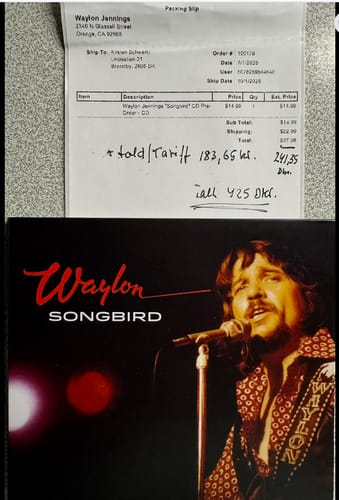 Customer photo review of Waylon Jennings "Songbird" CD Pre-Order