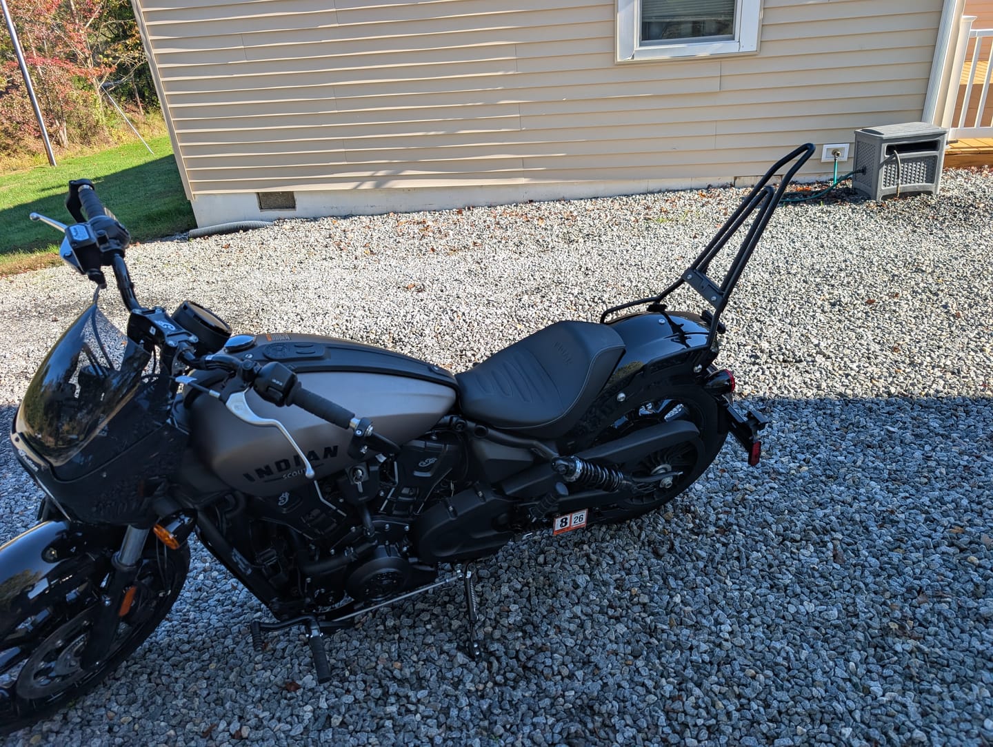 Customer photo review of Iron Born Blade 25" Sissy Bar with Foldable Luggage Rack for 2025 Indian Sport Scout Matte Black