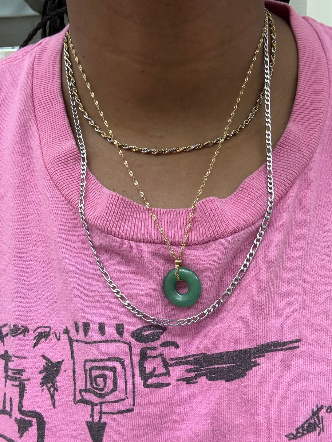 Customer photo review of Jade Coin Necklace
