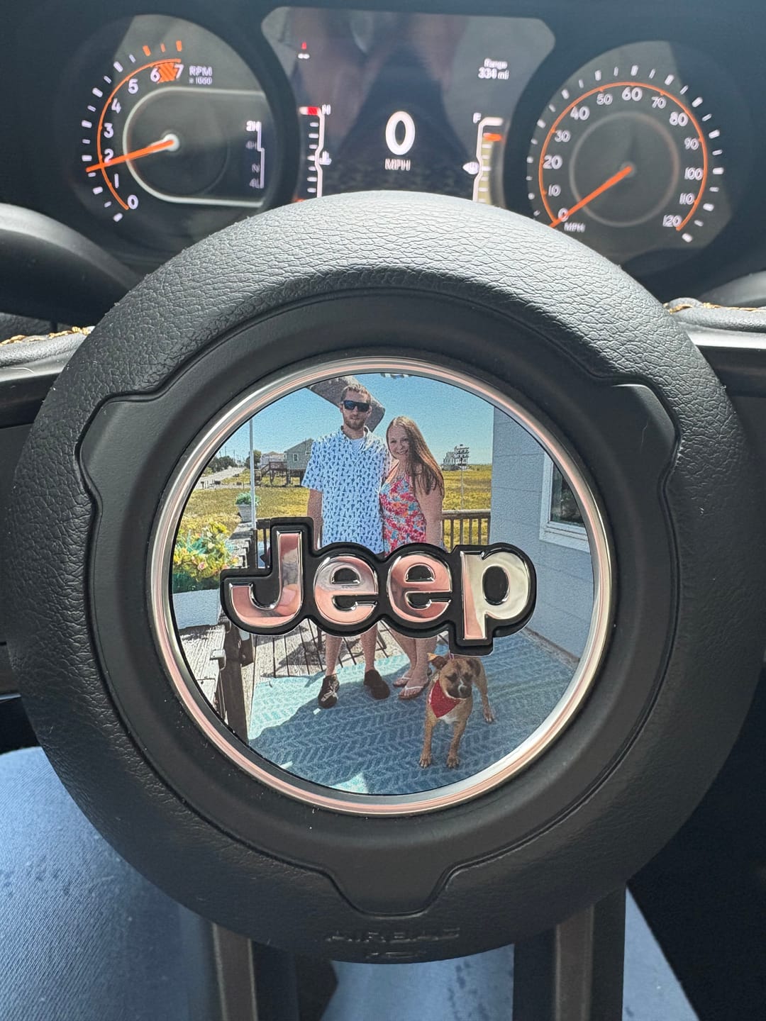 Customer photo review of Design Your Own Steering Wheel Decal for Jeep