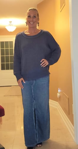 Customer photo review of My Cozy At Home Sweater (Blueberry)