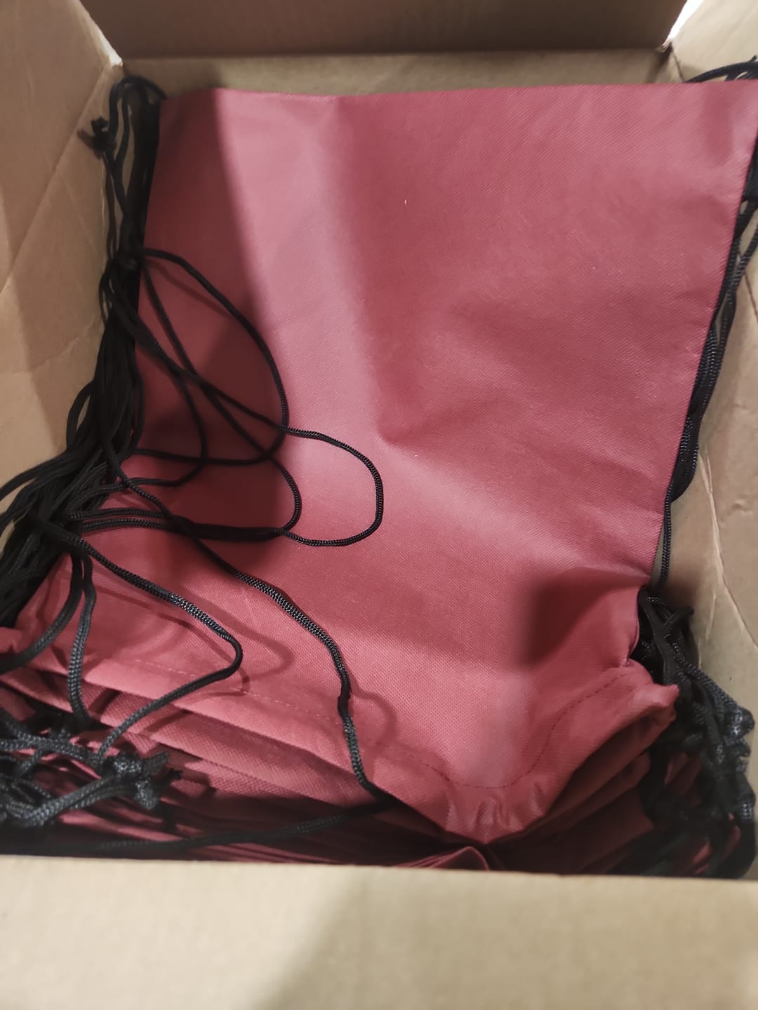 Customer photo review of Aiditex Drawstring Backpack with Adjustable Straps and Large Imprint Area, Burgundy