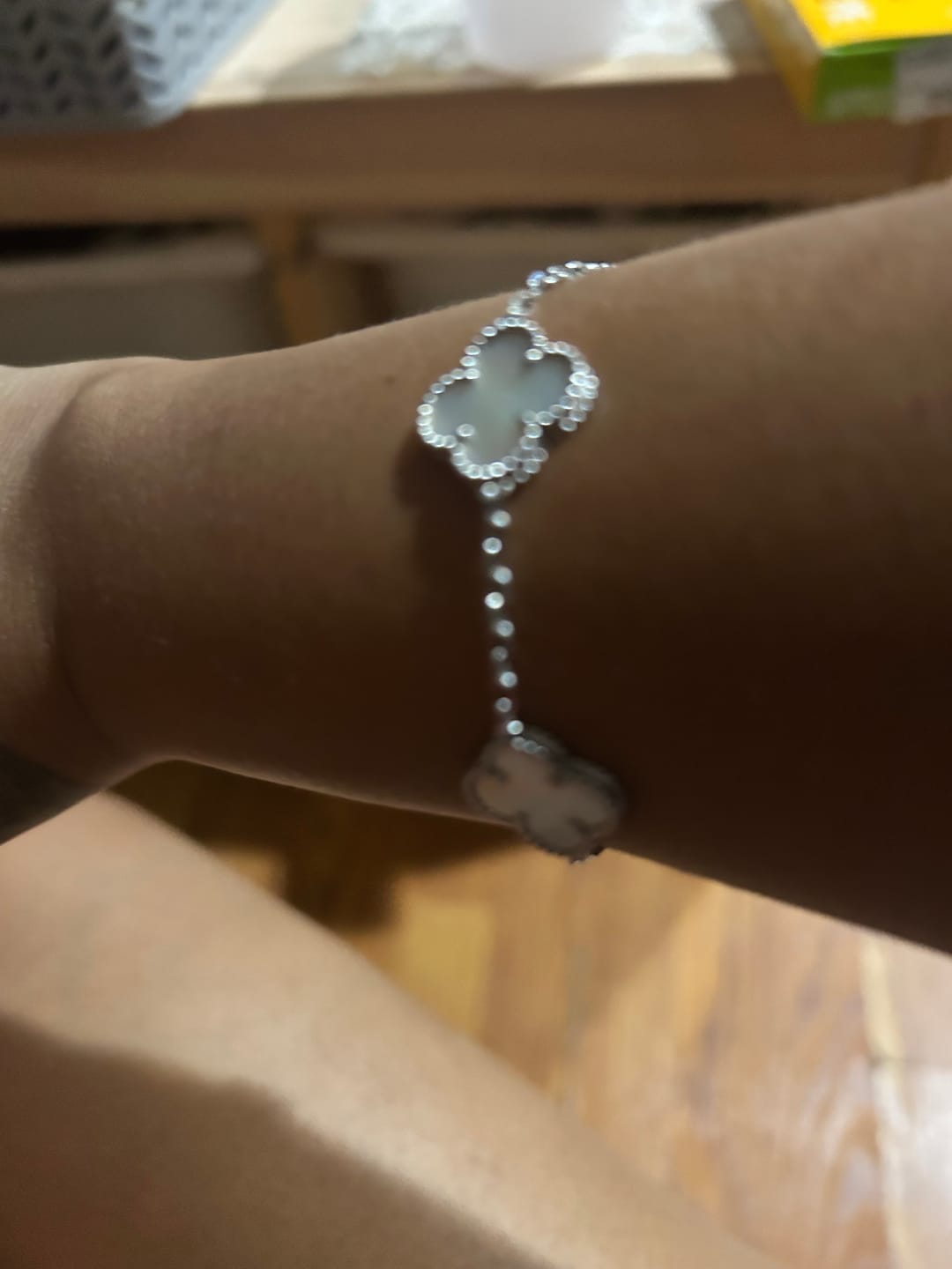 Customer photo review of 925 Silver, Lucky Clover Leaf Bracelet, 18K Gold Plated