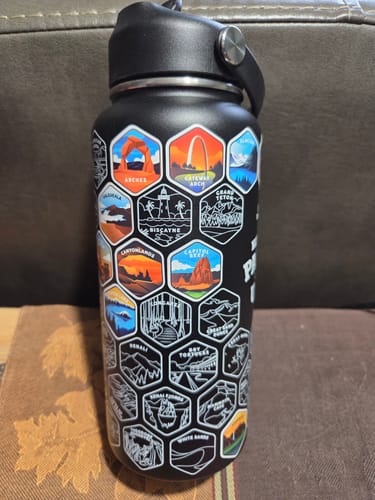 Customer photo review of Lets Wander™ National Parks Water Bottle + Stickers