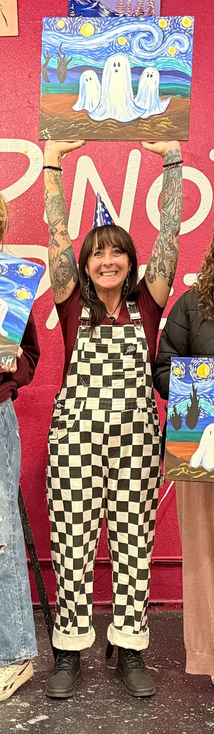 Customer photo review of Born Bad Washed Overalls - Checkered