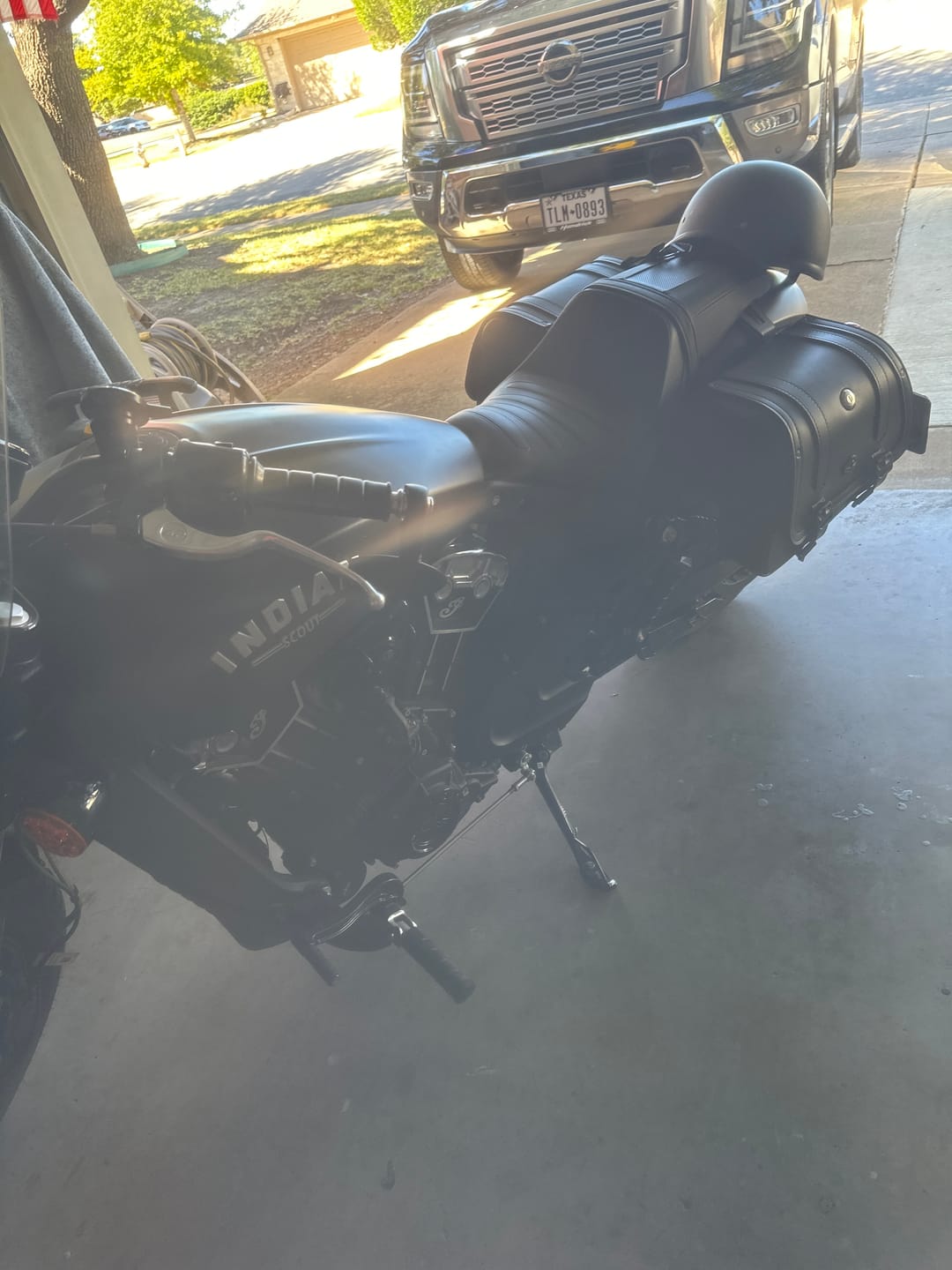 Customer photo review of 25L - SpiritBlade Large  Indian Scout Bobber Leather Motorcycle Saddlebags