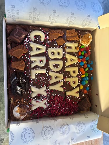 Customer photo review of Custom message loaded brownie