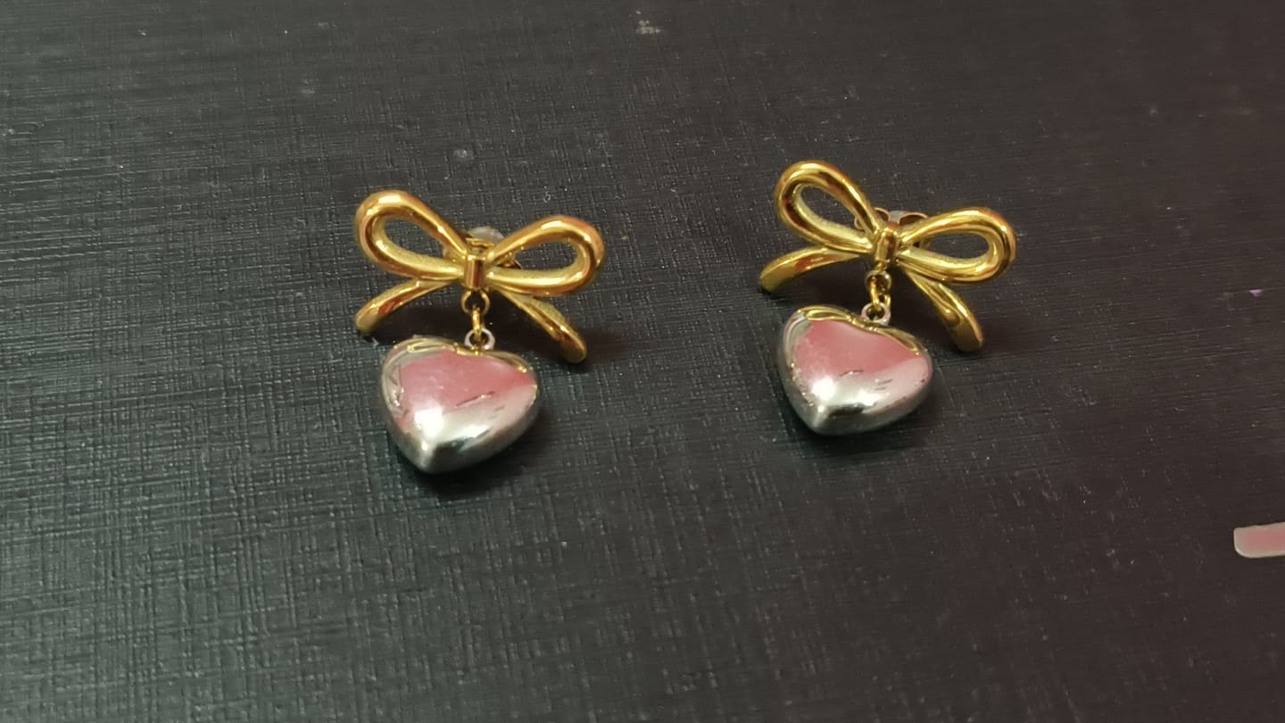 Customer photo review of Bi-metal Wrapped With Love Earrings