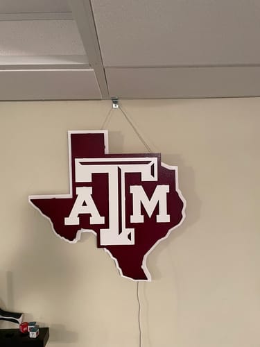Customer photo review of Texas A&M 3D Vintage Metal Wall Art White on State of Texas