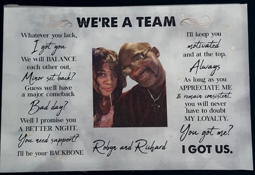 Customer photo review of We're A Team I Got Us Black African Couple - Personalized Wrapped Poster