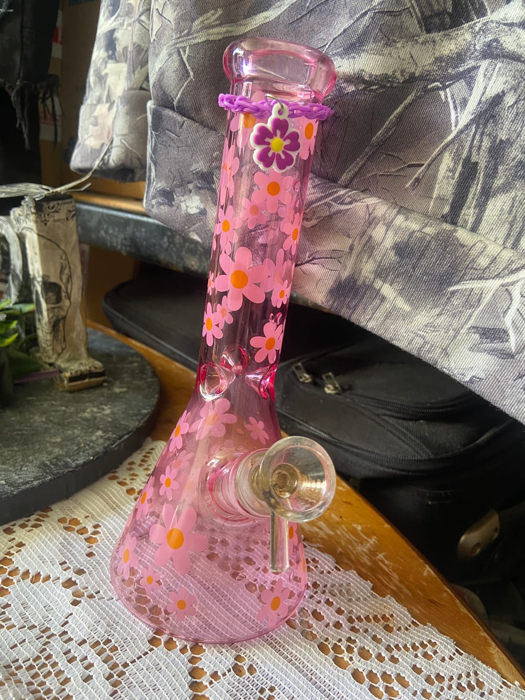 Customer photo review of Colored Solid Glass Floral Pattern Waterpipe 25cm