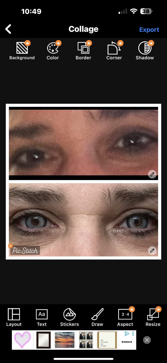 Customer photo review of Aine Swan Lake Blue Prescription Colored Contact Lenses