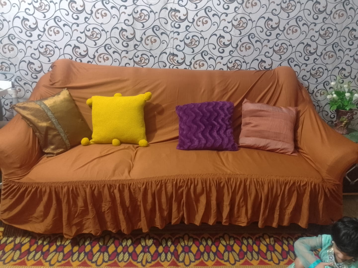 Customer photo review of COPPER TURKISH SOFA COVER