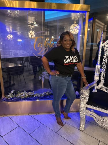 Customer photo review of It's My Birthday, Upgrade Me Tee