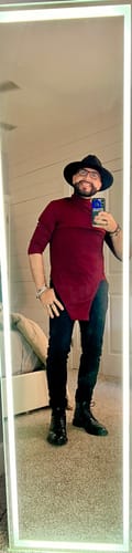 Customer photo review of Mens Striped Asymmetrical Hem Long Sleeve T-Shirt SKUK83712