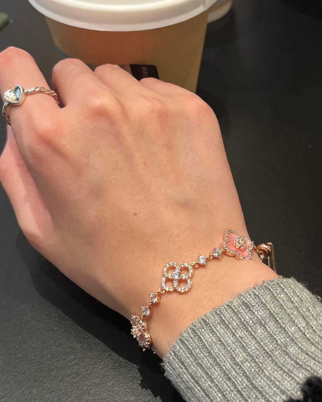 Customer photo review of Clover Mother of Pearl Bracelet