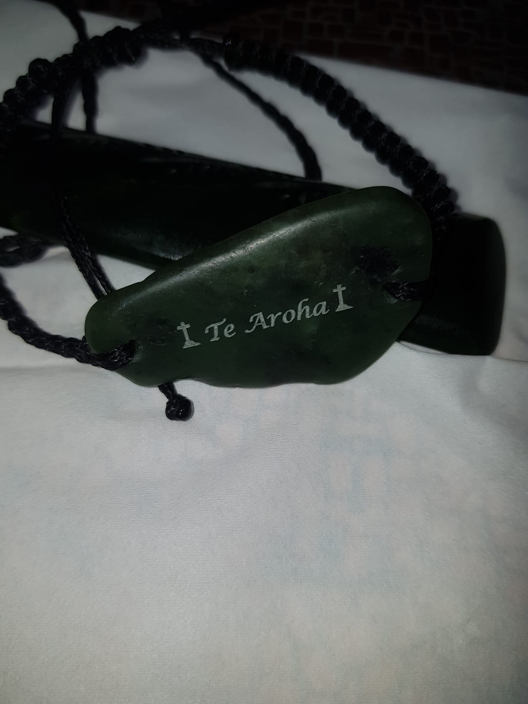 Customer photo review of Engraved Greenstone Bracelet
