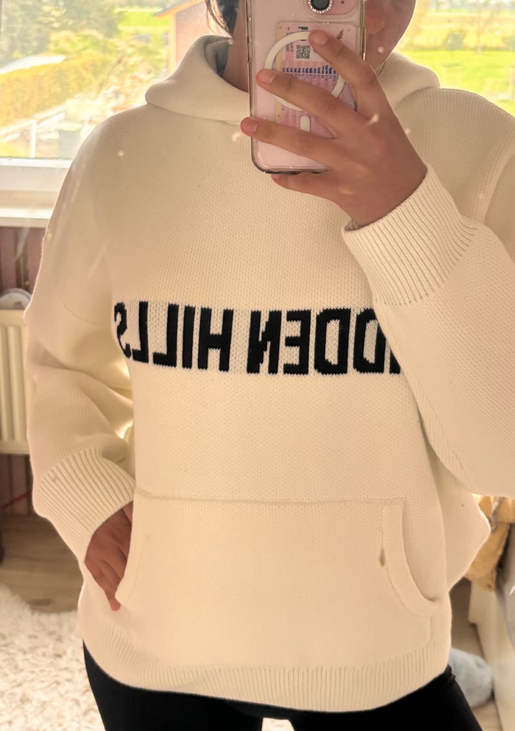 Customer photo review of KNIT HOODIE OFF WHITE