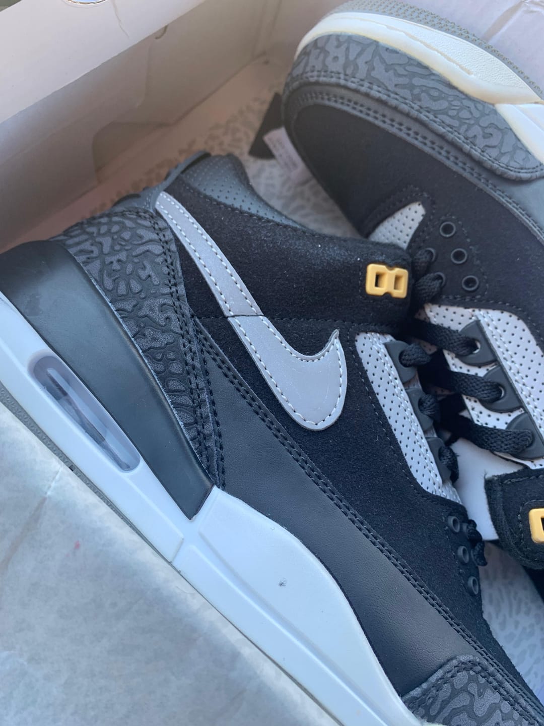 Customer photo review of Air Jordan 3 Retro Tinker SP 'Black Cement'