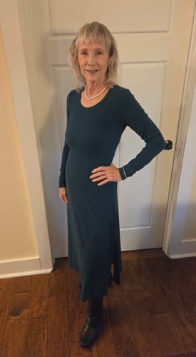 Customer photo review of Caroline Ribbed Twirl Dress - Majolica Blue