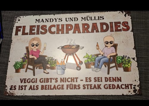 Customer photo review of Mein Grillplatz - Personalisiertes Gartenschild