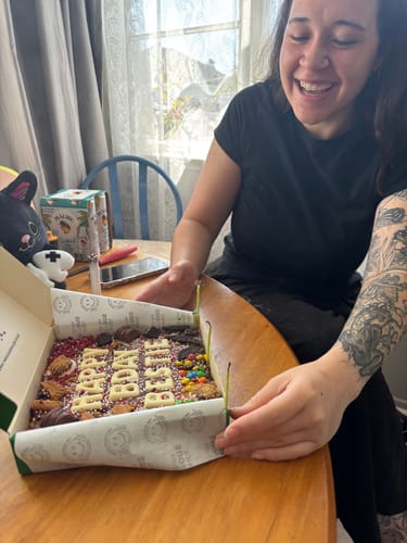 Customer photo review of Custom message loaded brownie