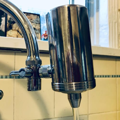Customer photo review of AguaCure NanoFilter™ Filtro Purificador de Agua de Acero Inoxidable
