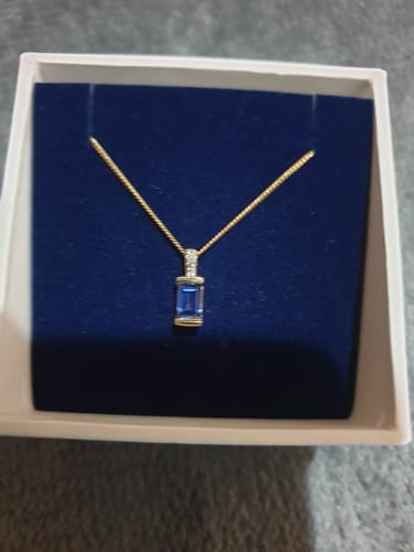 Customer photo review of Created Sapphire & Diamond Pendant in 9ct Yellow Gold