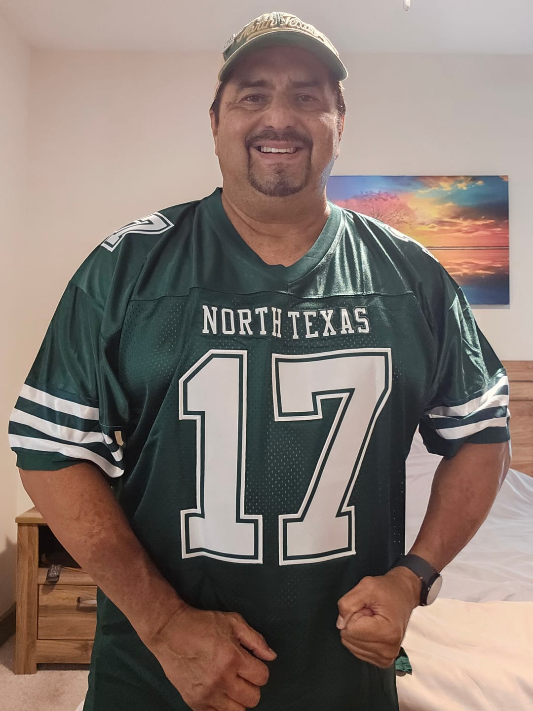 Customer photo review of Custom Green White Classic Style Mesh Authentic Football Jersey