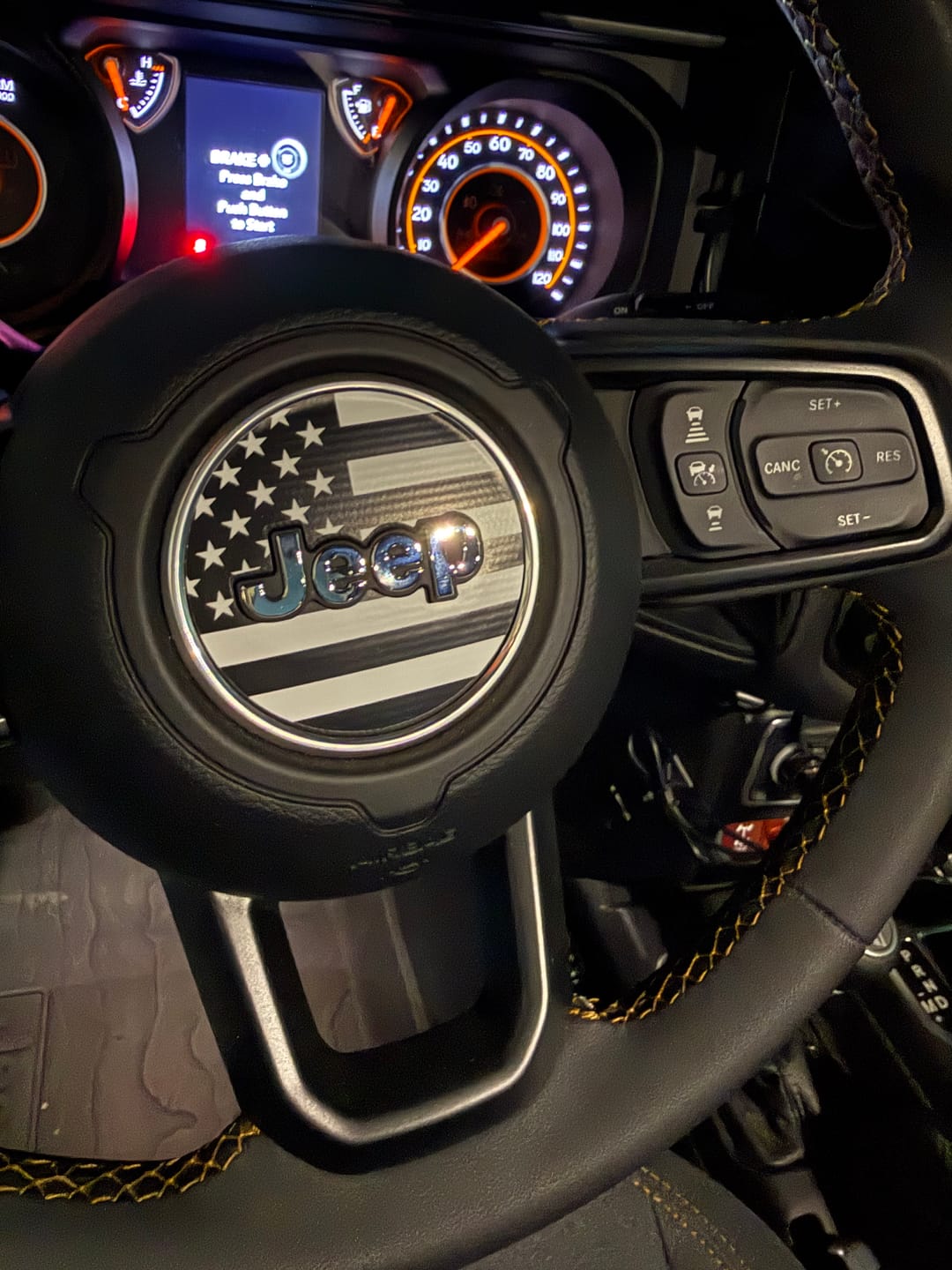 Customer photo review of American Flag Steering Wheel Decal for Jeep