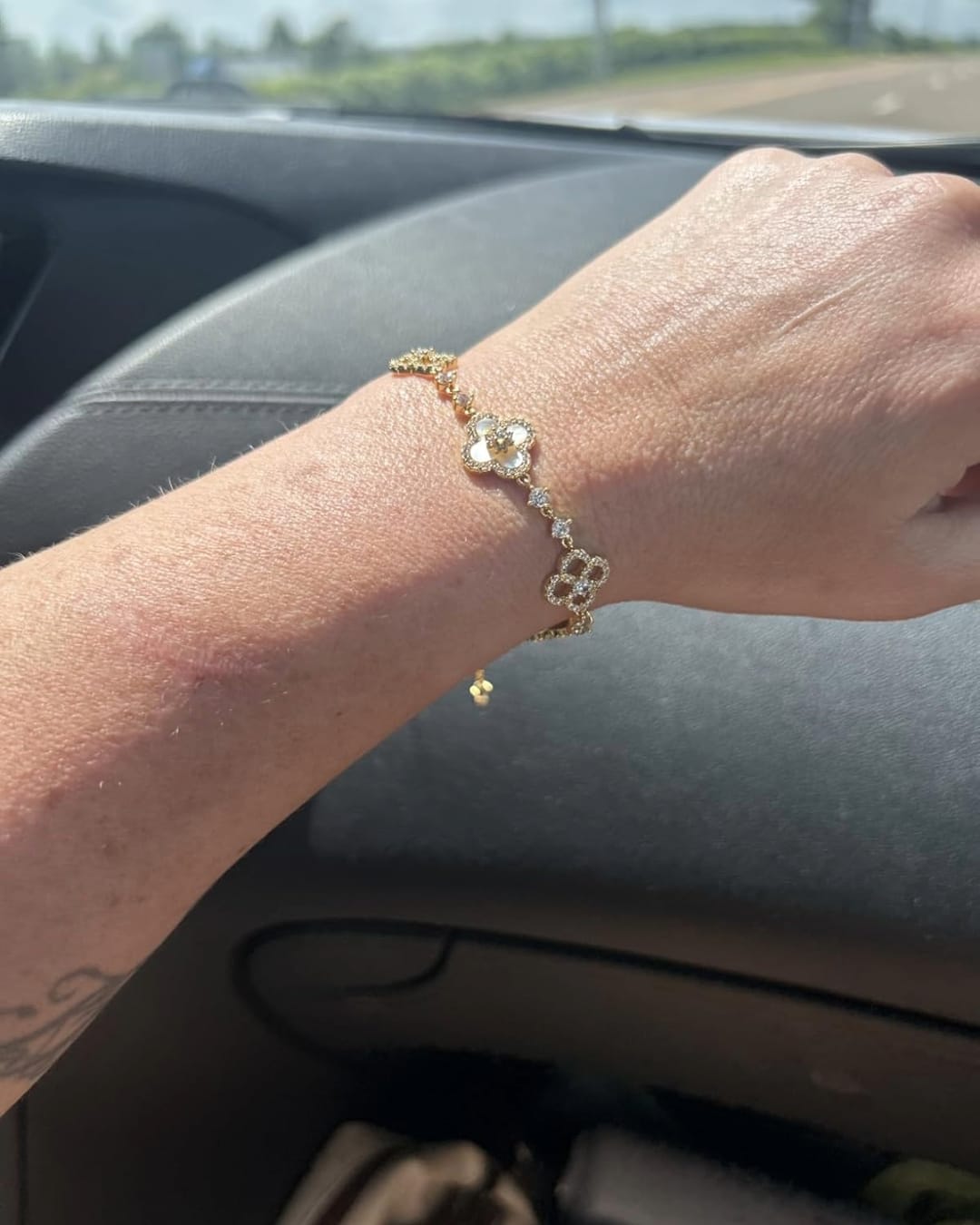 Customer photo review of Clover Mother of Pearl Bracelet