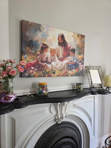 Customer photo review of Jesus With Children Faith Wall Art II