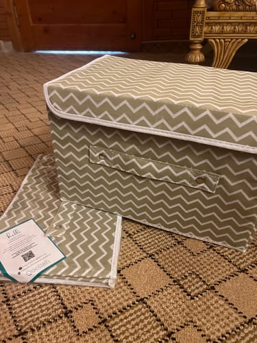 Customer photo review of Qoolish Pack of 2 White Stripe Storage Box with Lid