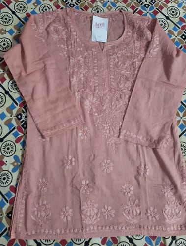 Customer photo review of Nazakat Rose Brown Cotton short kurta