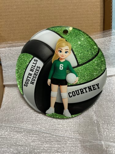 Customer photo review of Volleyball Boy & Girl 3D Effect - Personalized Acrylic Ornament