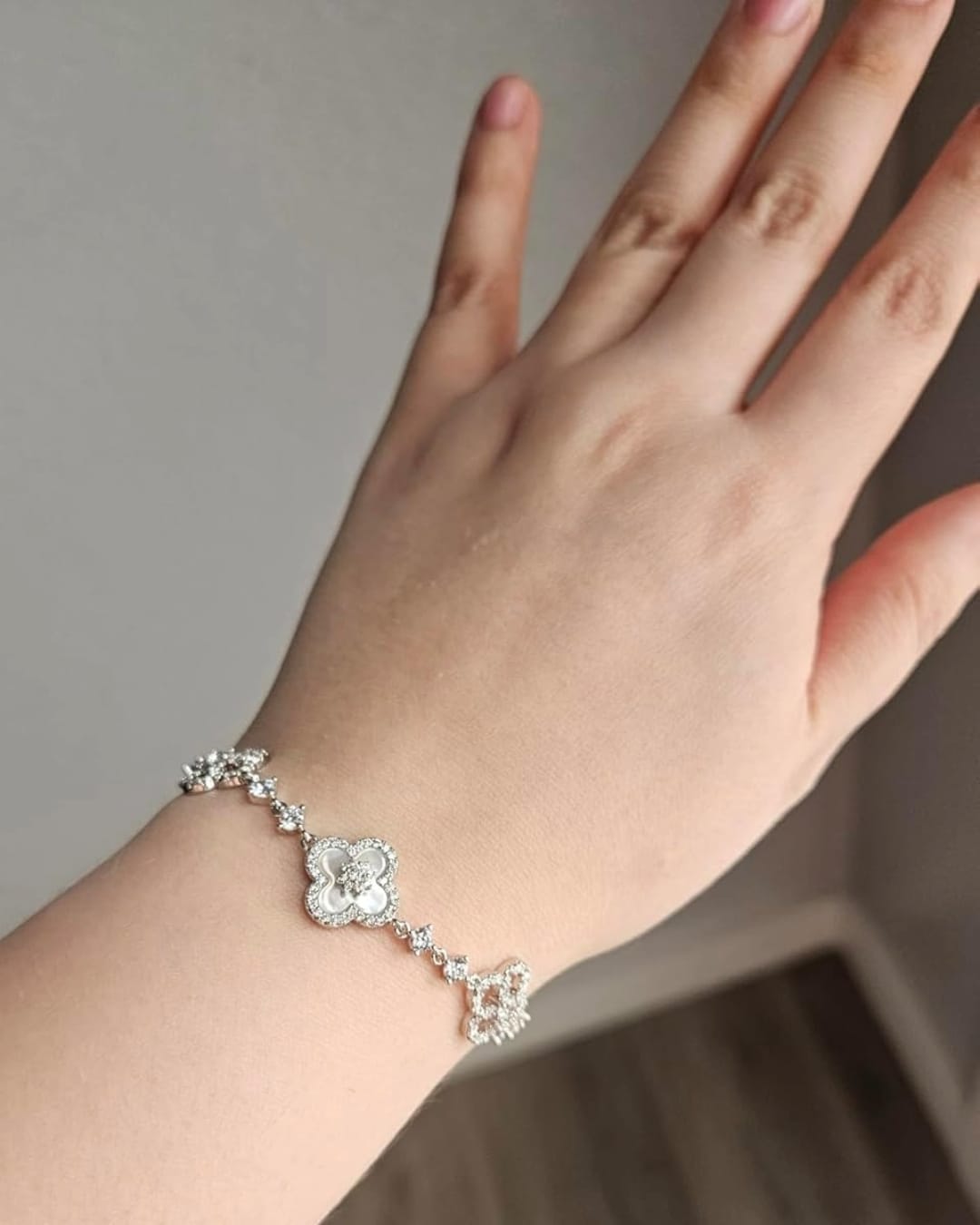 Customer photo review of Clover Mother of Pearl Bracelet